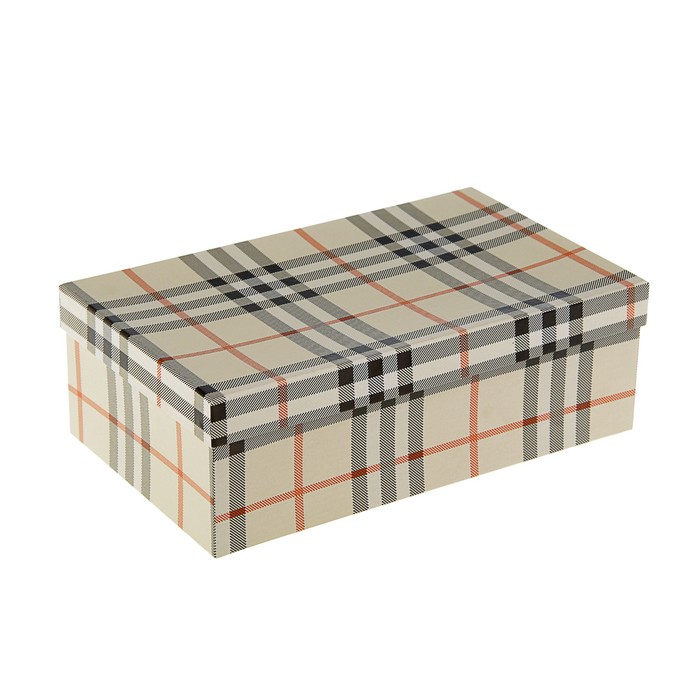 Подарочная коробка прямоугольная "Шотландка светлая", 25 х 15 х 8,5 см