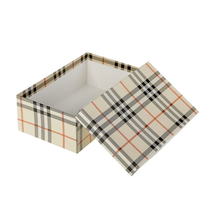 Подарочная коробка прямоугольная "Шотландка светлая", 25 х 15 х 8,5 см