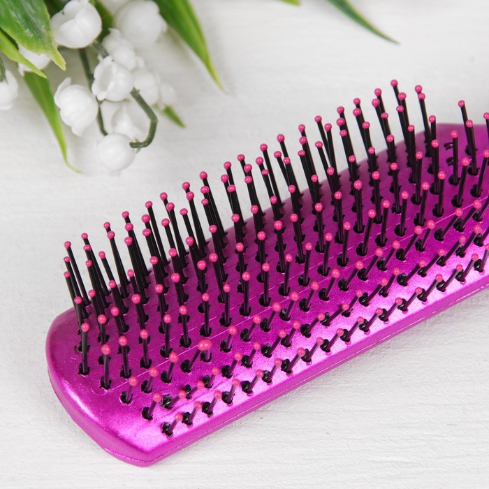 Расчёска массажная, прямоугольная, цвет малиновый