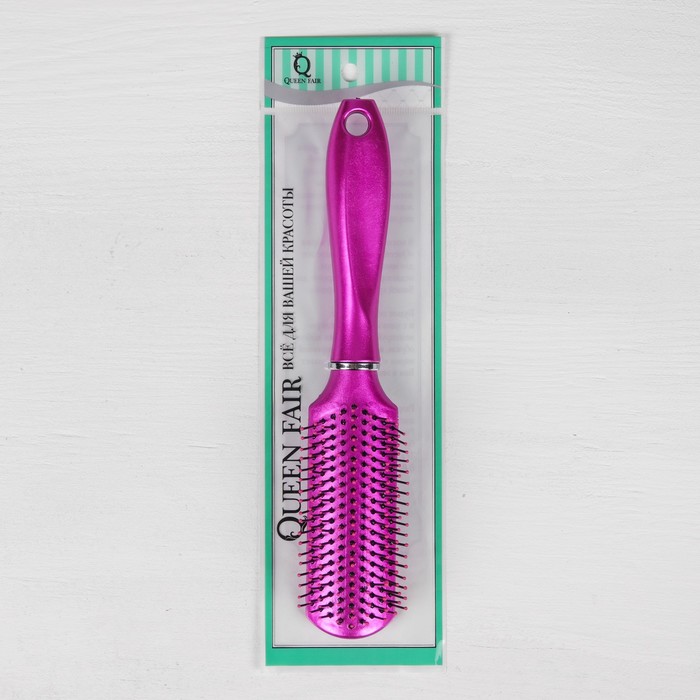 Расчёска массажная, прямоугольная, цвет малиновый