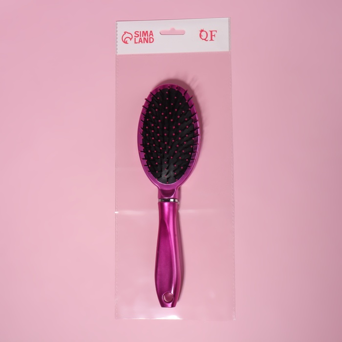 Расчёска массажная«SMILE», овальная, цвет малиновый