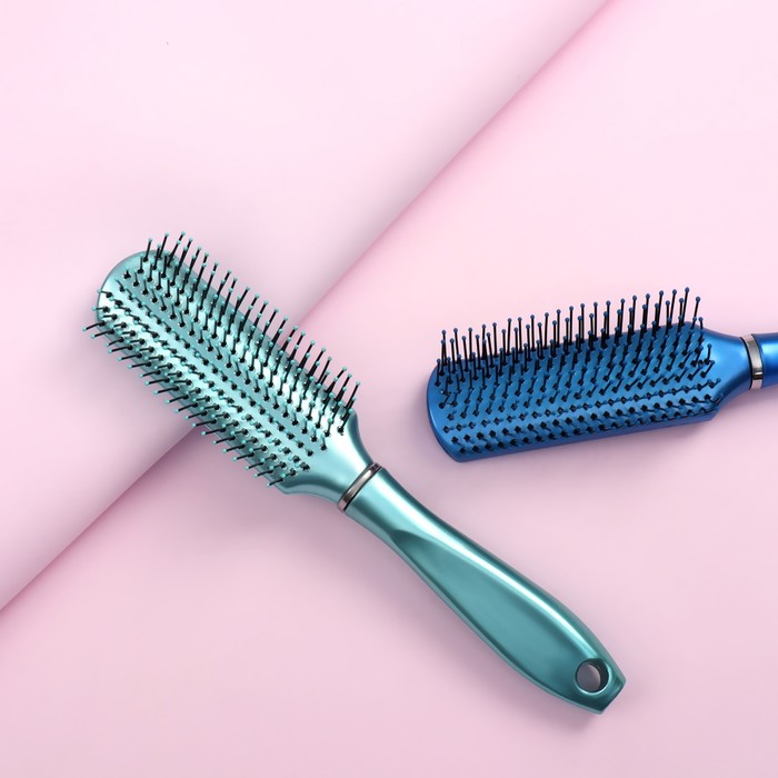 Расчёска массажная«SMILE», прямоугольная, цвет синий