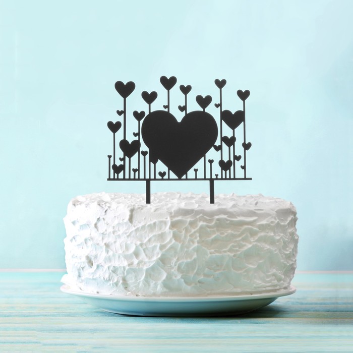 Топпер в торт "Сердца" цвет чёрный