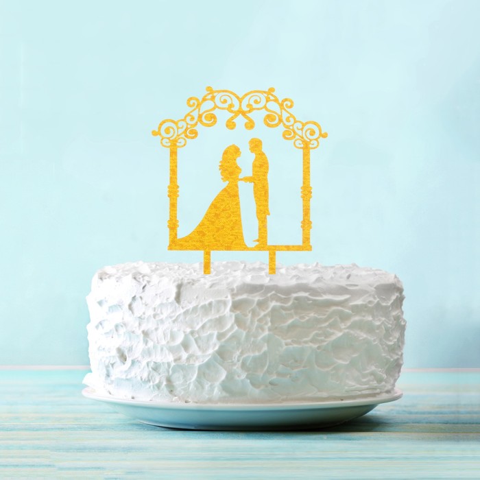 Топпер в торт "Молодожёны" с аркой