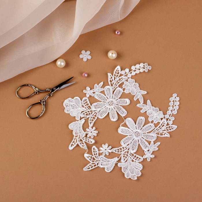 Аппликации пришивные "Лейсы", 18,5*8,5см, цвет белый