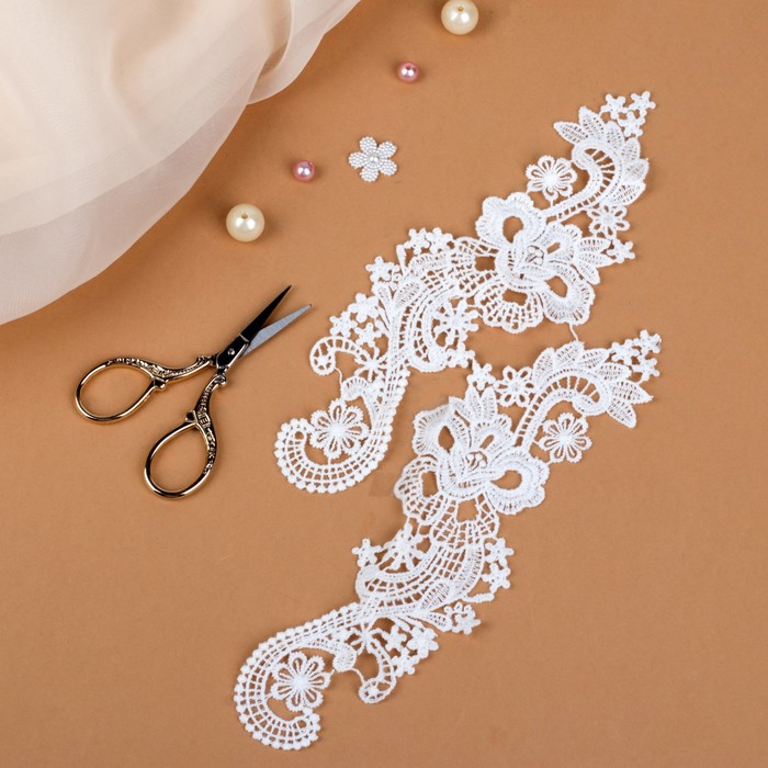 Аппликации пришивные "Лейсы", 20*7см, цвет белый