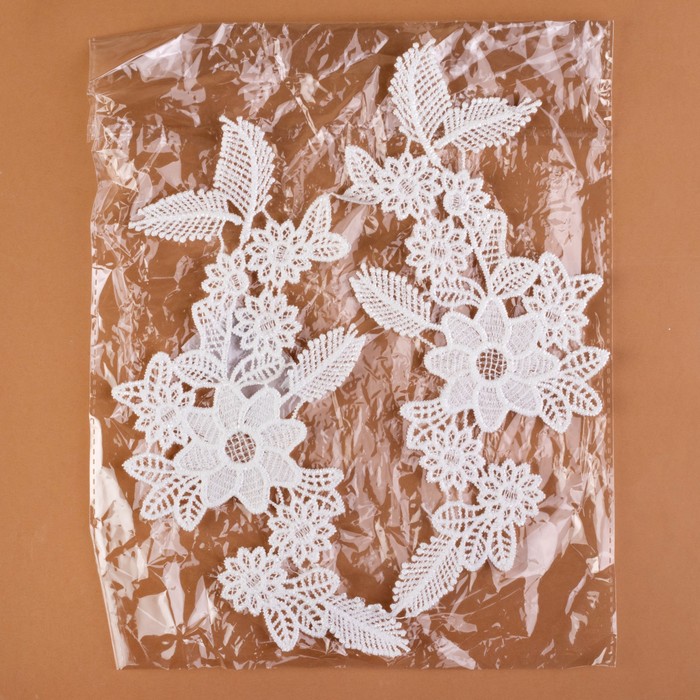 Аппликации пришивные "Лейсы", 24,5*11см, цвет белый