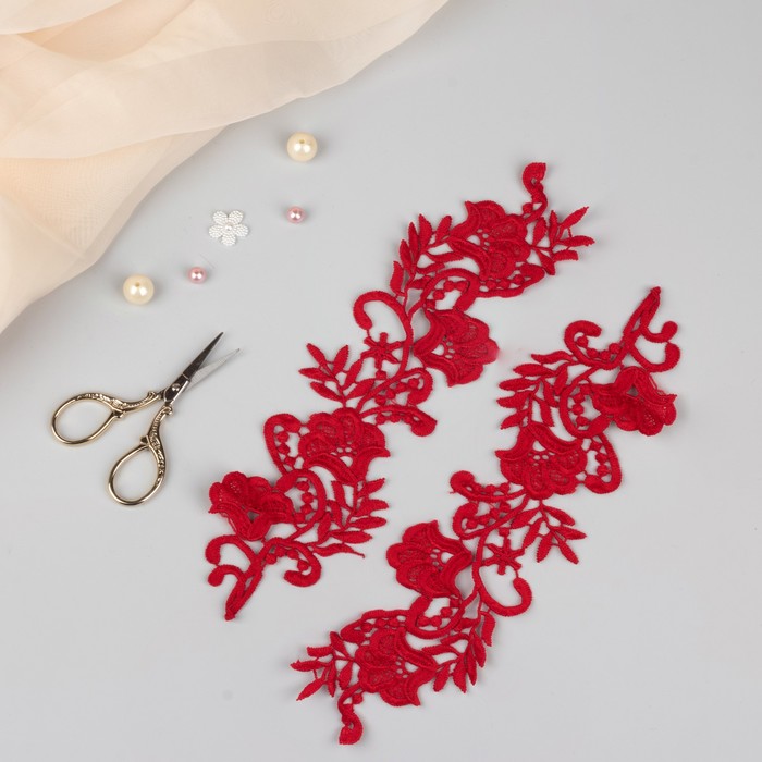 Аппликации пришивные "Лейсы", 29*7см, цвет красный