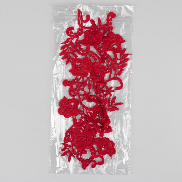 Аппликации пришивные "Лейсы", 29*7см, цвет красный