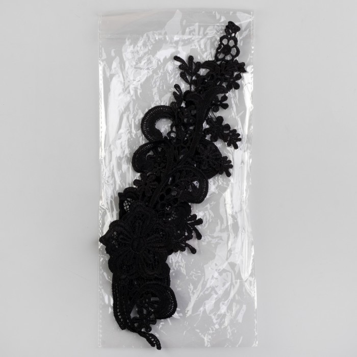Аппликации пришивные "Лейсы", 29*8см, цвет чёрный