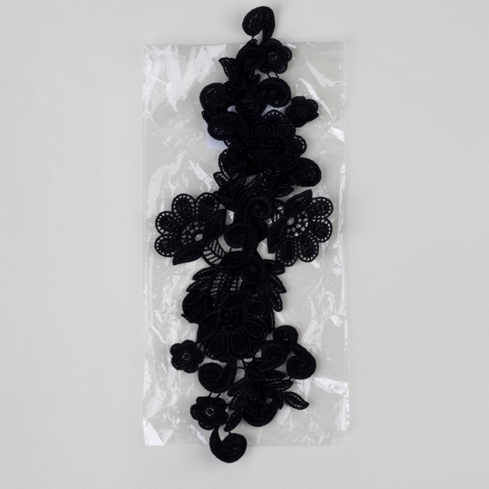 Аппликации пришивные "Лейсы", 28*8см, цвет чёрный