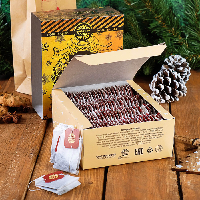 Чай чёрный, 100 пакетиков "Настоящему мужчине"