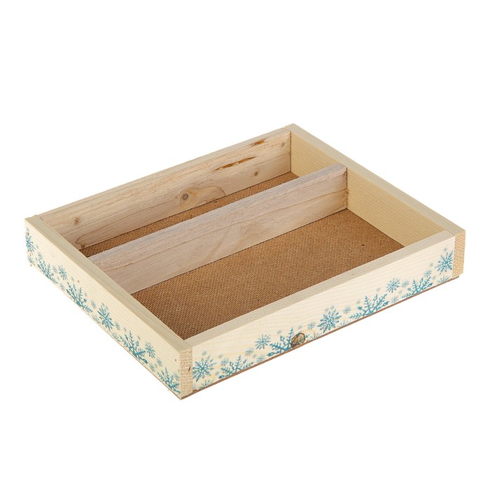 Коробка для цветов и макарунас Снежинки синие 25,5х20х4,5 см