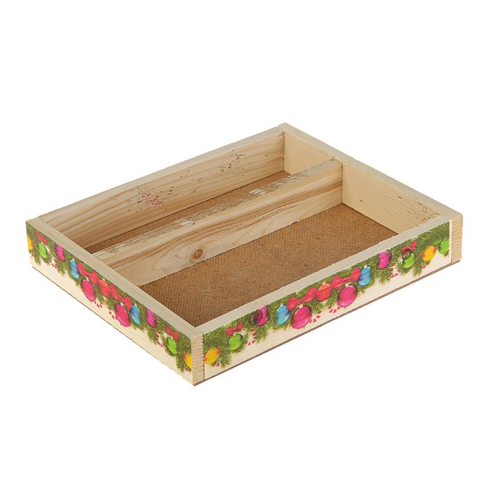 Коробка для цветов и макарунас Новогодняя хвоя 25,5х20х4,5 см