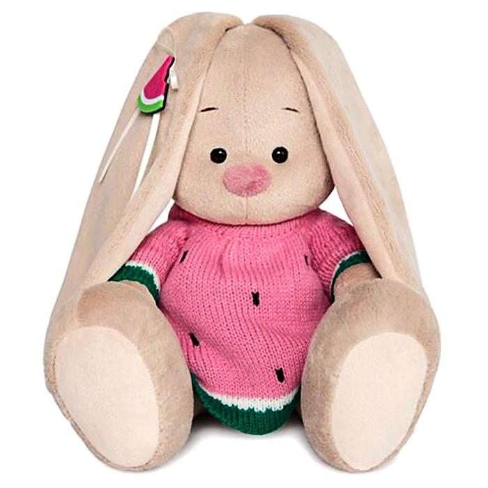 Мягкая игрушка "Зайка Ми" в вязаном платье "арбузик", 18 см