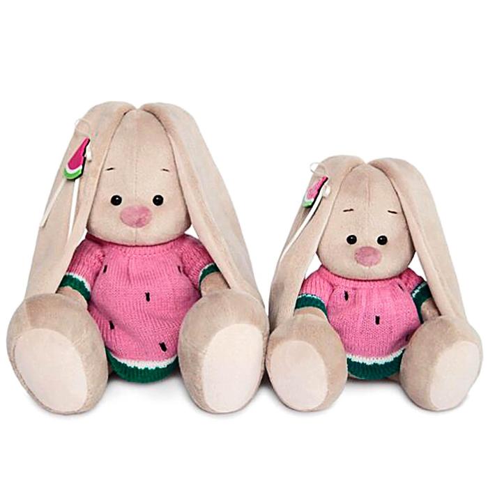 Мягкая игрушка "Зайка Ми" в вязаном платье "арбузик", 18 см