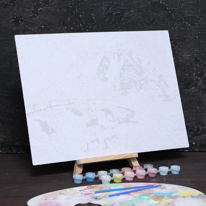 Роспись по номерам без подрамника "Каток" с красками 14шт по3мл+ кисти 30*40 см