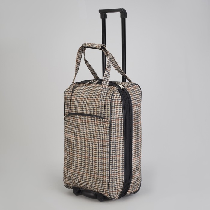 Чемодан малый 20", отдел на молнии, наружный карман, принт гусиная лапка