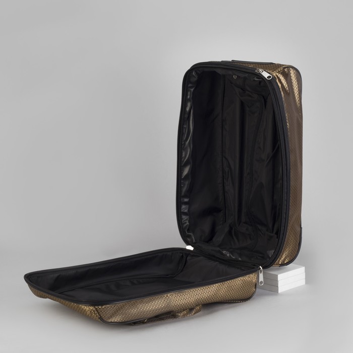 Чемодан малый 20", отдел на молнии, наружный карман, цвет золотой