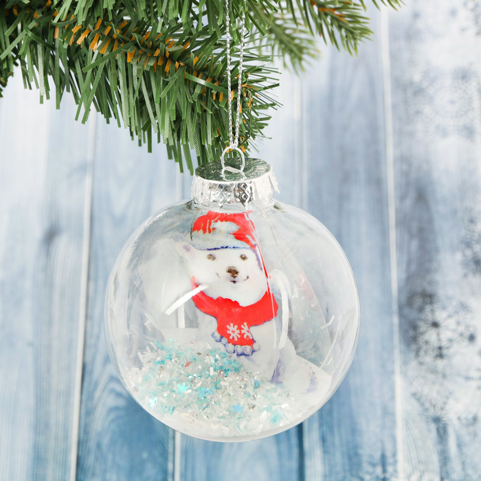 Шар на ёлку со вставкой "Мишка", 8 см