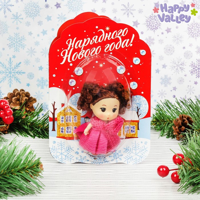 Открытка с куклой «Новогодняя красная», 18 х 12 см