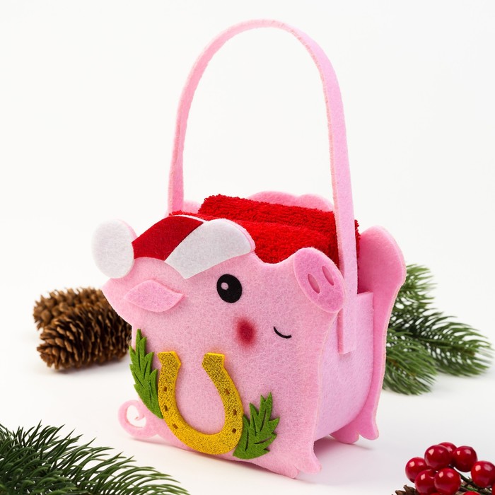 Наб.полотенец в корзинке "С Новым годом" 30х30 см-2 шт, 100% хл, 300гр/м2