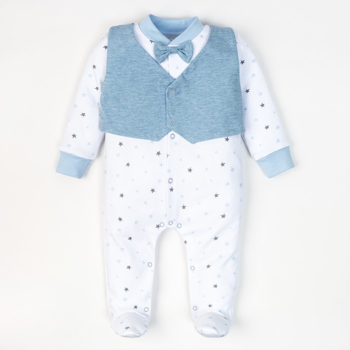 Комбинезон Крошка Я "Костюмчик" голубой, рост 68-74 см (6-9 мес), 100% хл.