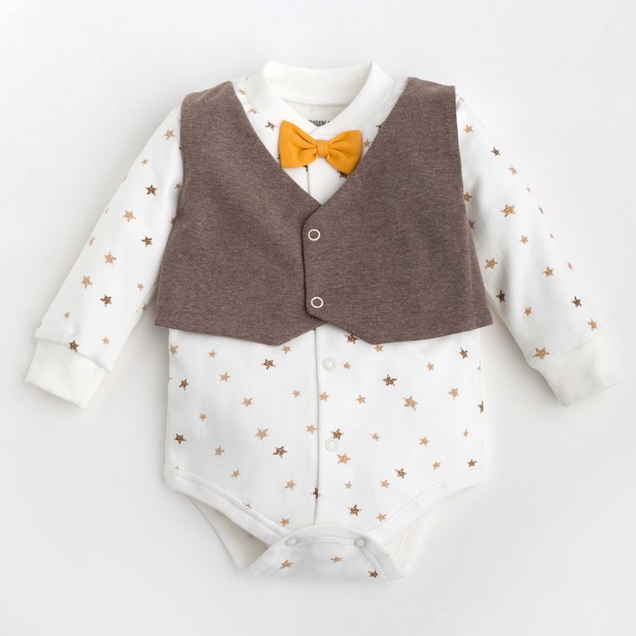 Боди Крошка Я "Костюмчик" коричневый,  рост 86-92 см (1,5-2 г), 95% хл., 5% эл.