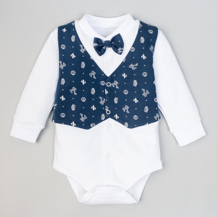 Боди Крошка Я "Костюмчик" синий,  рост 86-92 см (1,5-2 г), 100% хл.