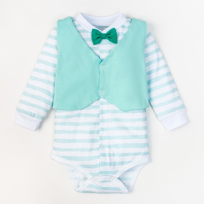 Боди Крошка Я "Костюмчик" мятный , рост 62-68 см (3-6 мес), 100% хл.