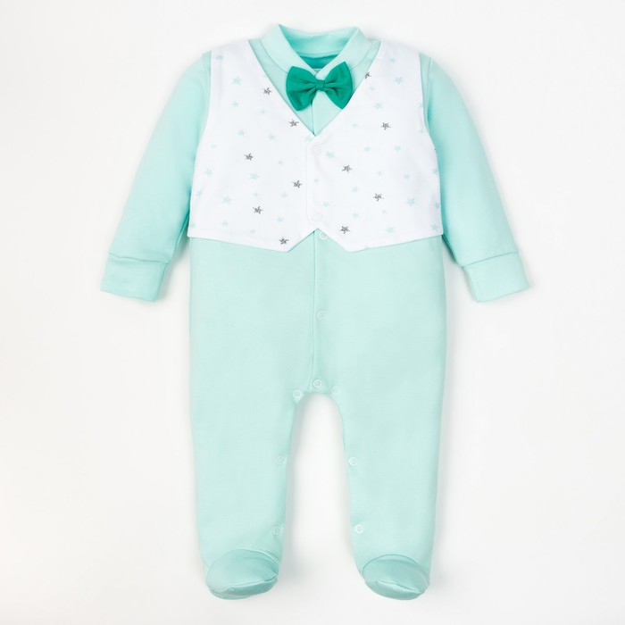 Комбинезон Крошка Я "Костюмчик" мятный , рост 62-68 см (3-6 мес), 100% хл.