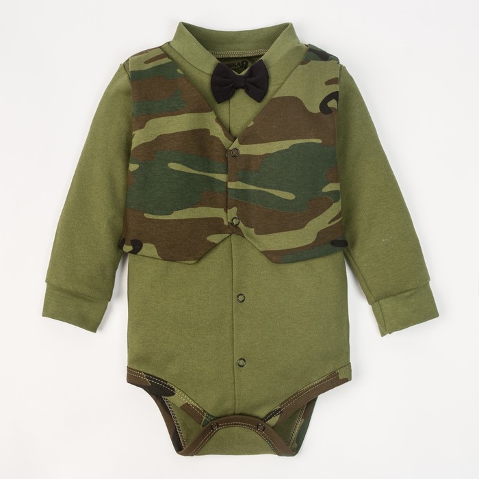 Боди Крошка Я "Костюмчик" хаки, рост 68-74 см (6-9 мес), 100% хл.