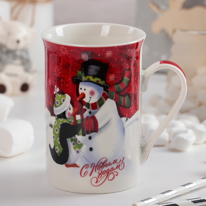 Кружка 300 мл "Снеговик и пингвин"