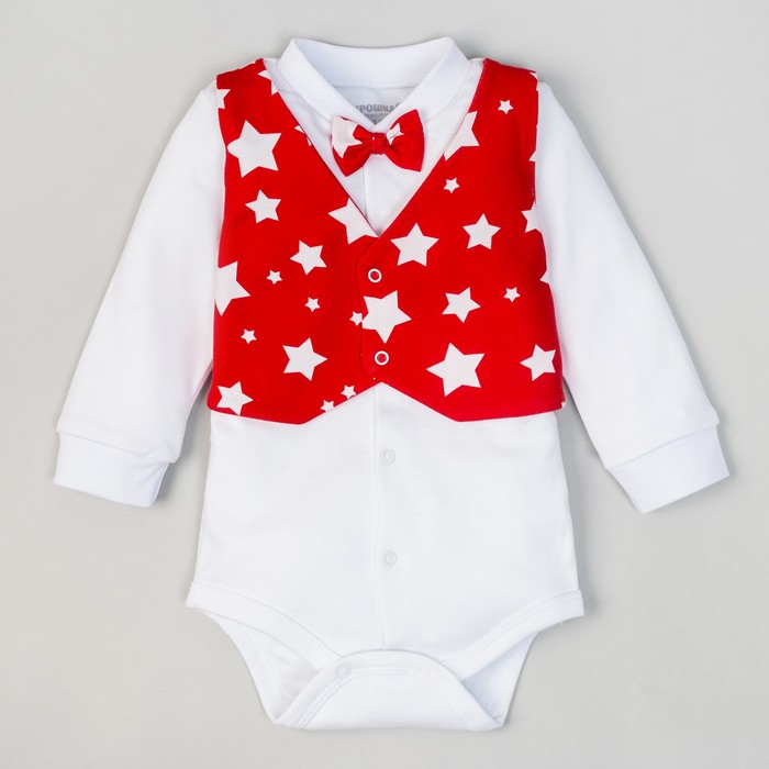 Боди Крошка Я "Костюмчик" красный, рост 68-74 см (6-9 мес), 100% хл.