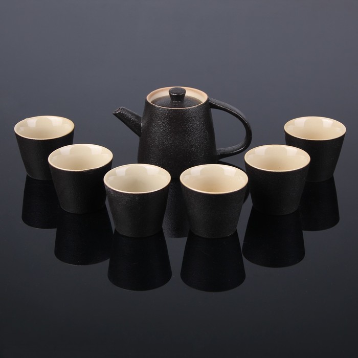 Набор чайный 7 предметов "Восход" чайник 200 мл, пиала 80 мл, цвет коричневый УЦЕНКА