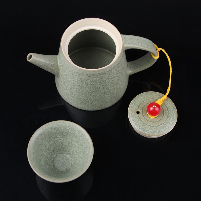 Набор чайный "Таинственность", 7 предметов: чашка 80 мл, чайник 200 мл, цвет зеленый УЦЕНКА