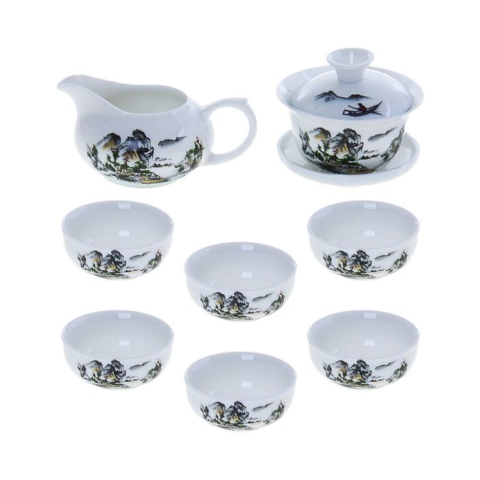 Набор для чайной церемонии "Шаньси", 8 предметов: чайник 150 мл, чахай 100 мл, чашка 40 мл УЦЕНКА