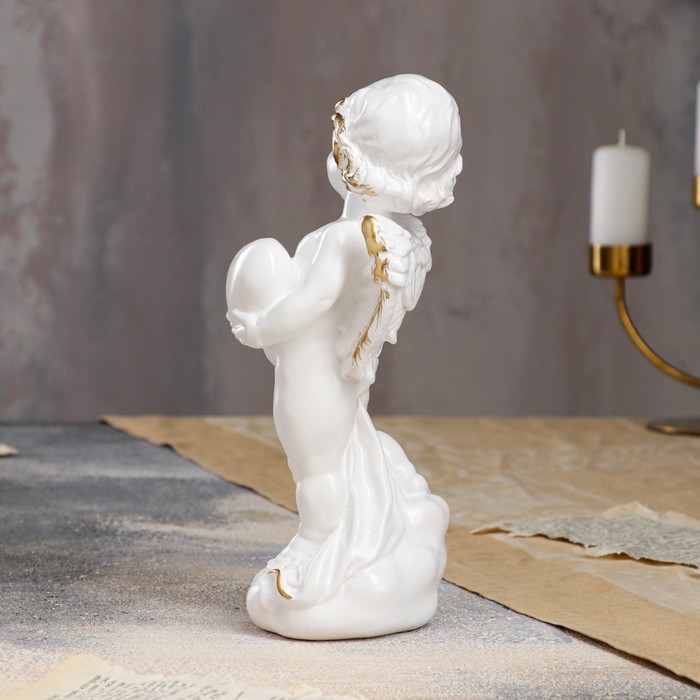 Статуэтка "Ангел с сердцем №2" бело-золотой