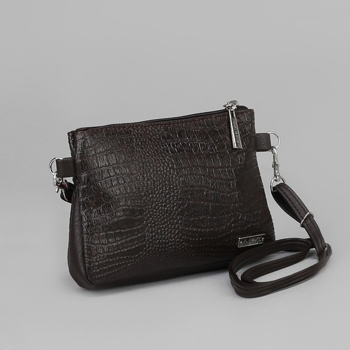 Сумка женская, отдел на молнии, наружный карман, кайман коричневый