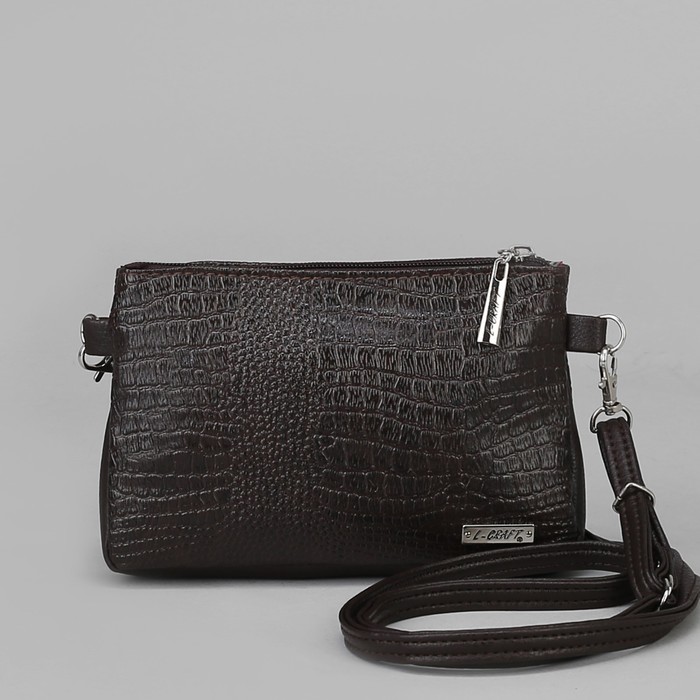 Сумка женская, отдел на молнии, наружный карман, кайман коричневый