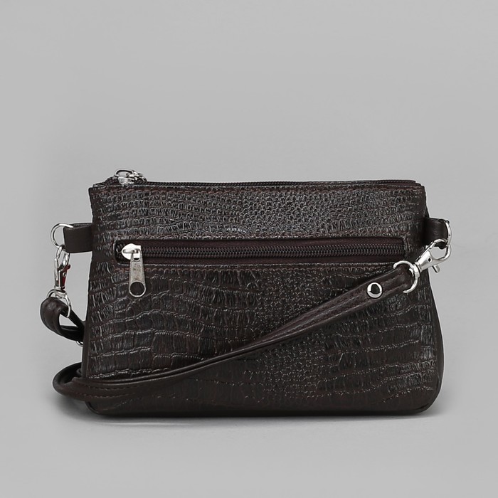 Сумка женская, отдел на молнии, наружный карман, кайман коричневый
