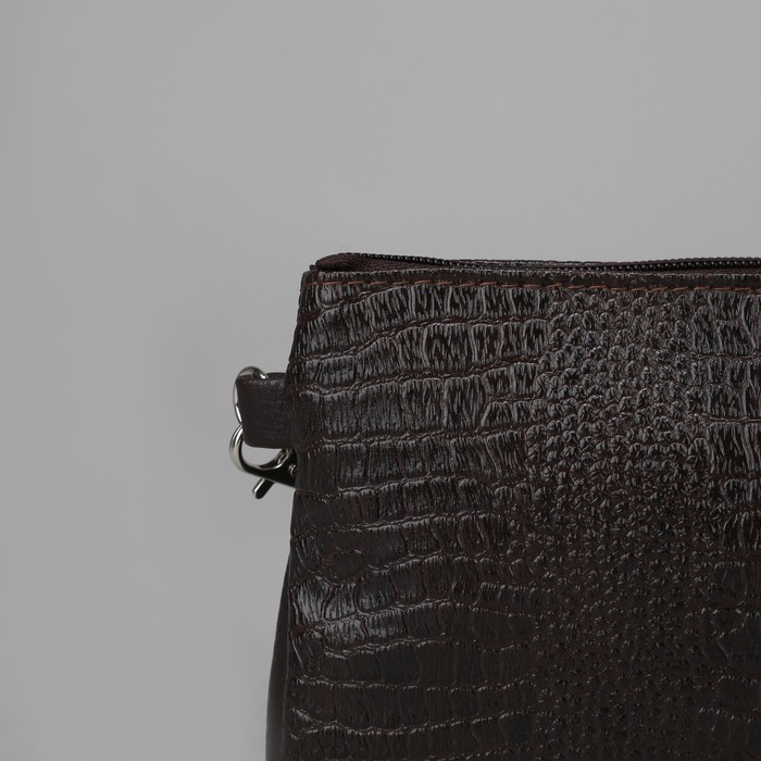 Сумка женская, отдел на молнии, наружный карман, кайман коричневый