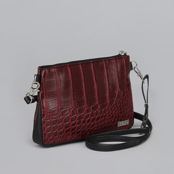 Сумка женская, отдел на молнии, наружный карман, крокодил красный