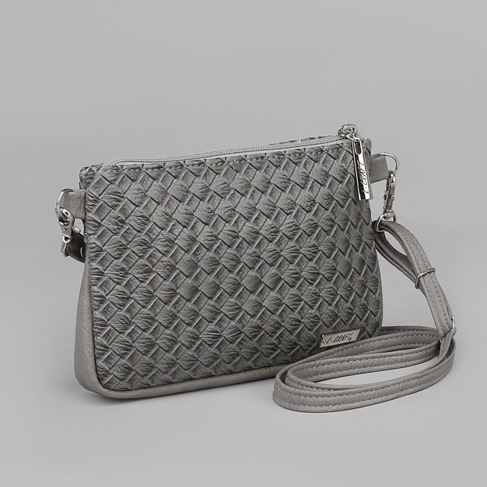 Сумка женская, отдел на молнии, наружный карман, плетёнка, цвет серый