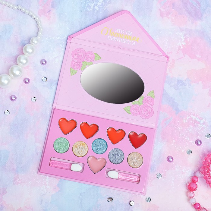Набор косметики для девочки "Настоящая принцесса", тени 5 цв по 1,3 гр, блеск 5 цв по 0,8 гр
