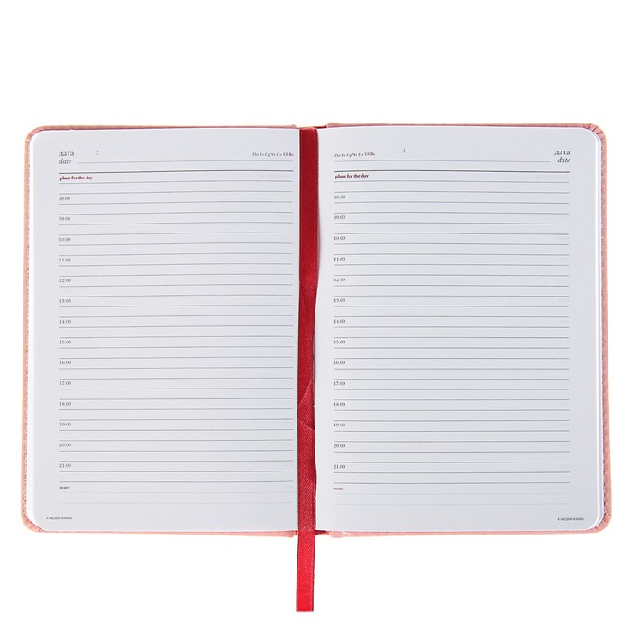 Ежедневник недатированный А6+, 136 листов Velvet, искусственная кожа, нежно-розовый