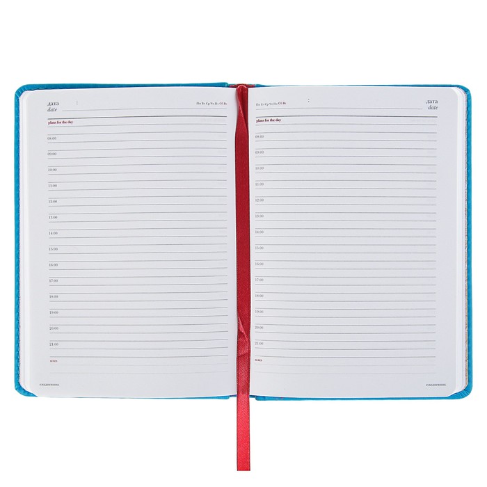 Ежедневник недатированный А6+, 136 листов Velvet, искусственная кожа, синий флуоресцентный