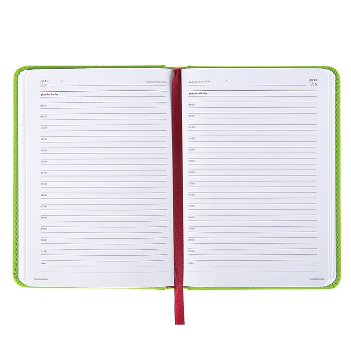 Ежедневник недатированный А6+, 136 листов Velvet, искусственная кожа, салатовый