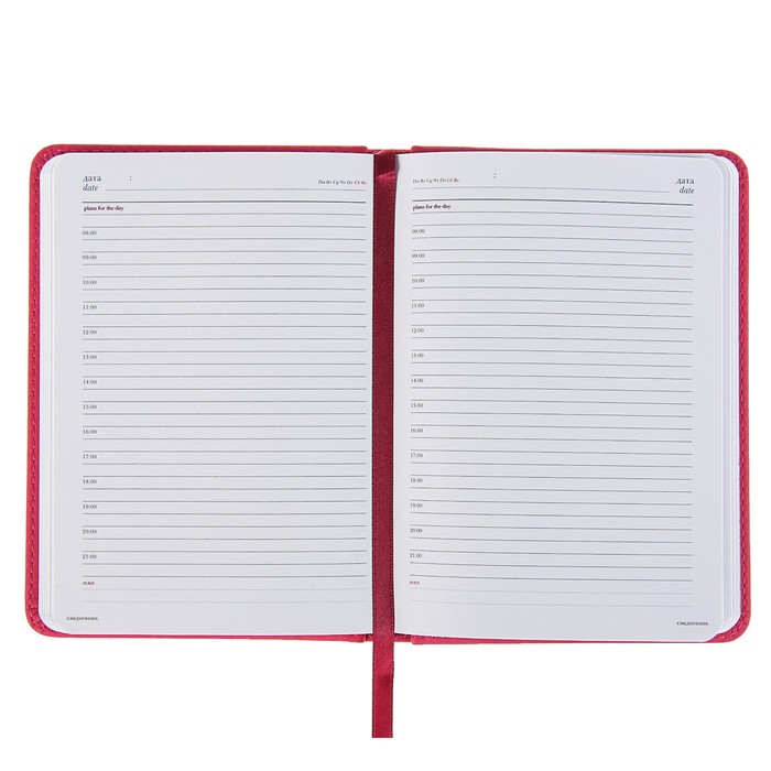 Ежедневник недатированный А6+, 136 листов Velvet, искусственная кожа, фуксия