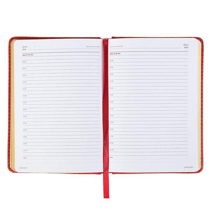 Ежедневник недатированный А6+, 136 листов Sidney Nebraska, искусственная кожа, золотой срез, краный